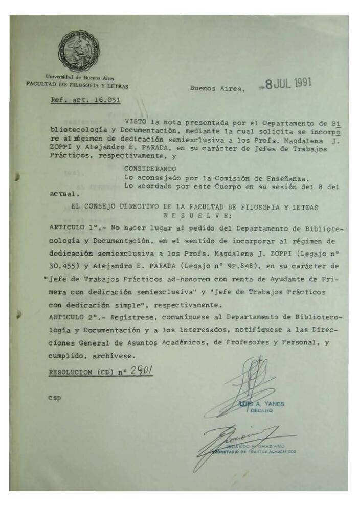 Libro de Resoluciones del Consejo Directivo de julio a septiembre de 1991. (Res. 2901-3100)