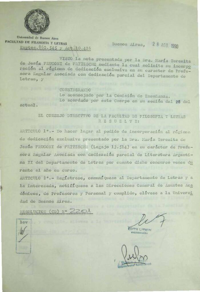 Libro de Resoluciones del Consejo Directivo de agosto a septiembre de 1990. (Res.2201-2350)