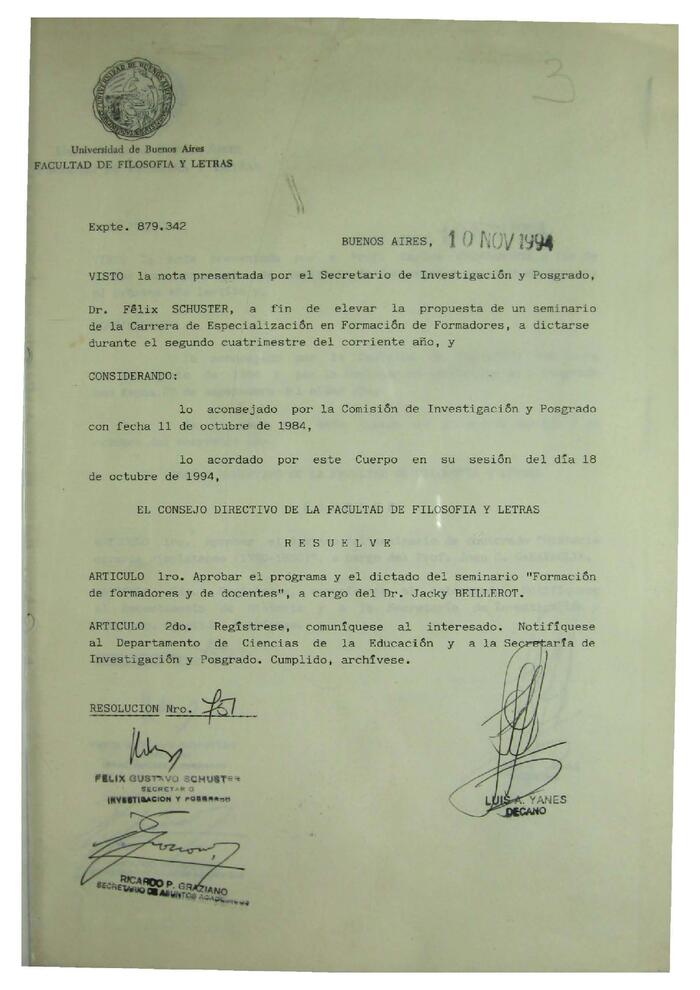 Libro de Resoluciones del Consejo Directivo de noviembre de 1994 a marzo de 1995. (Res. 751-1000)