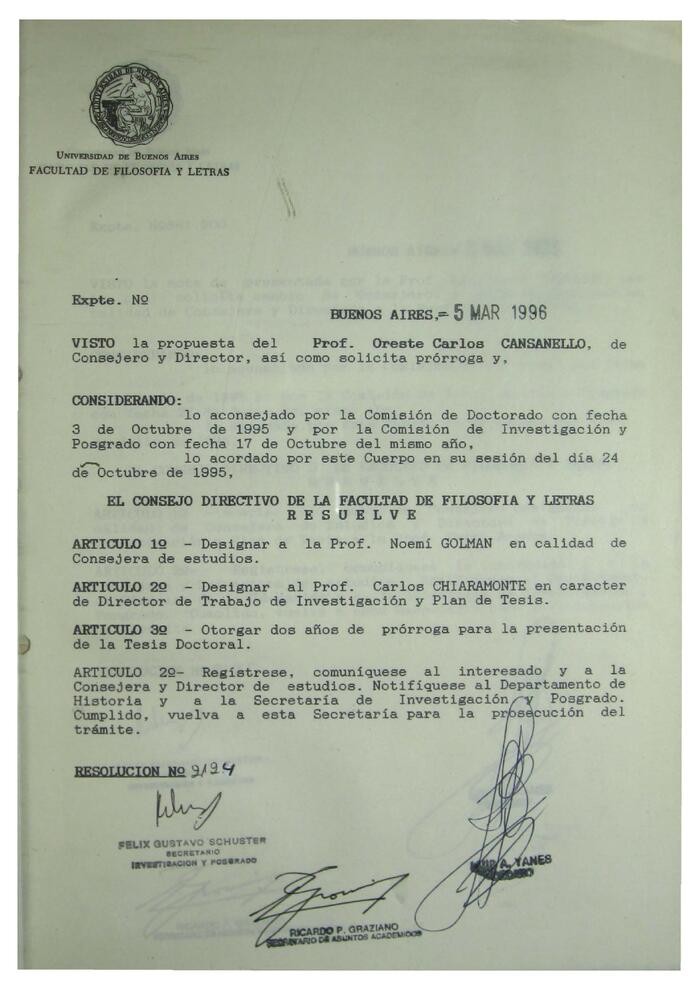 Libro de Resoluciones del Consejo Directivo de marzo a abril de 1996. (Res. 2124-2261)