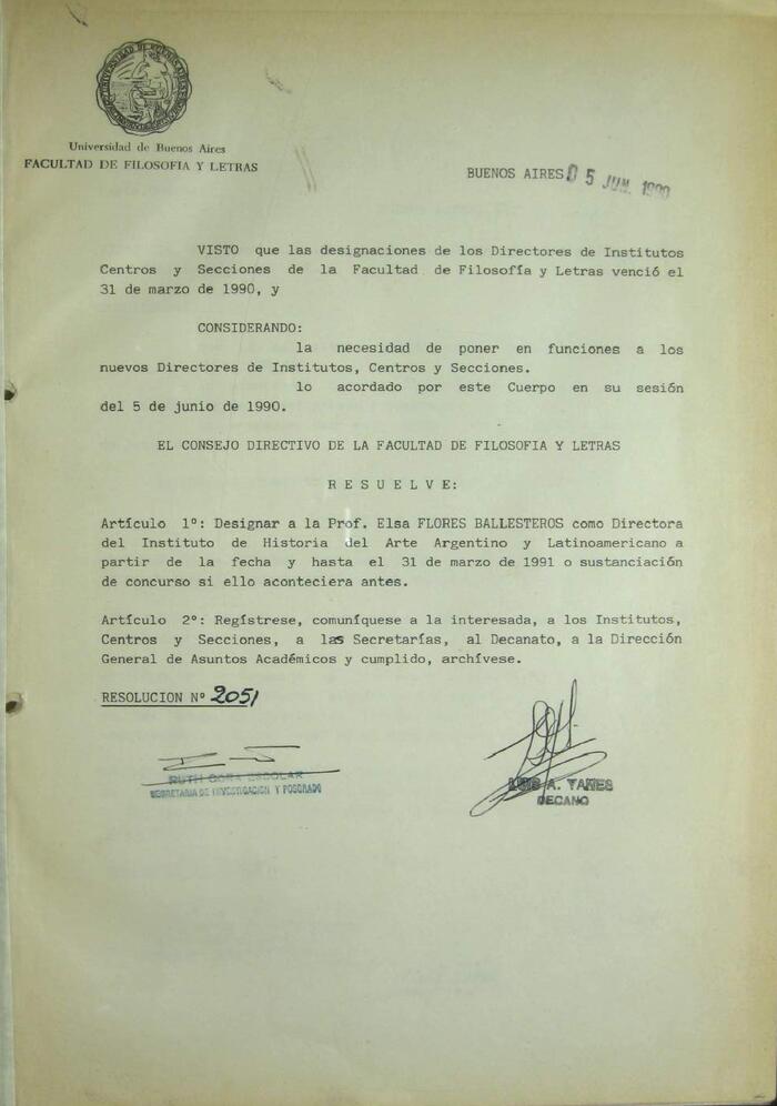 Libro de Resoluciones del Consejo Directivo de junio a agosto de 1990. (Res. 2051-2200)