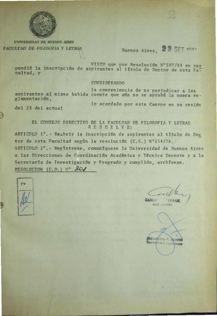 Libro de Resoluciones del Consejo Directivo de septiembre de 1986 a mayo de 1987. (Res. 201-400)