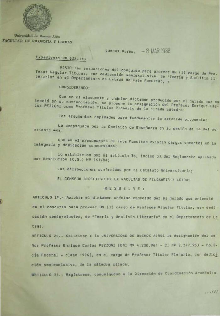 LIbro de Resoluciones del Consejo Directivo de marzo a mayo de 1988. (Res. 751-850)